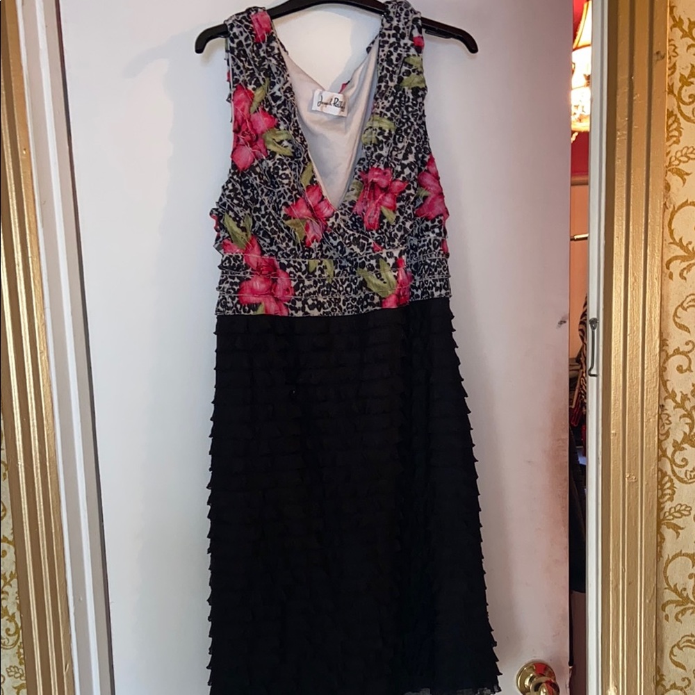 Joseph Ribkoff Black and Pink Floral Dress
